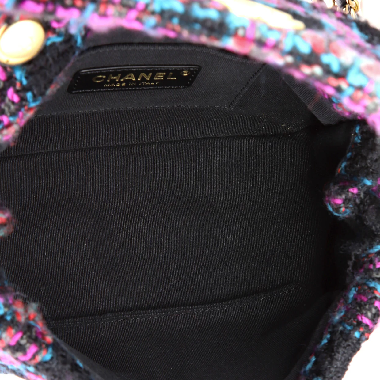 CC Chain Flap Bag Quilted Tweed with Leather Chain Detail Mini - Deep Luxury