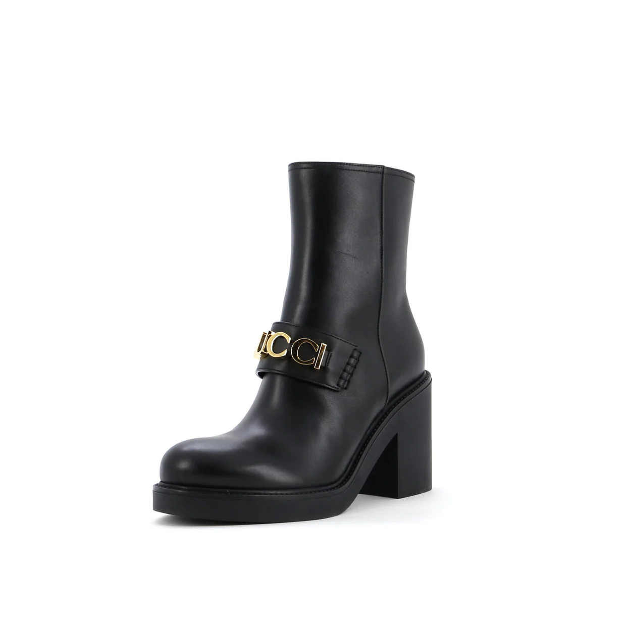Women's Logo Heeled Ankle Boots Leather - Deep Luxury