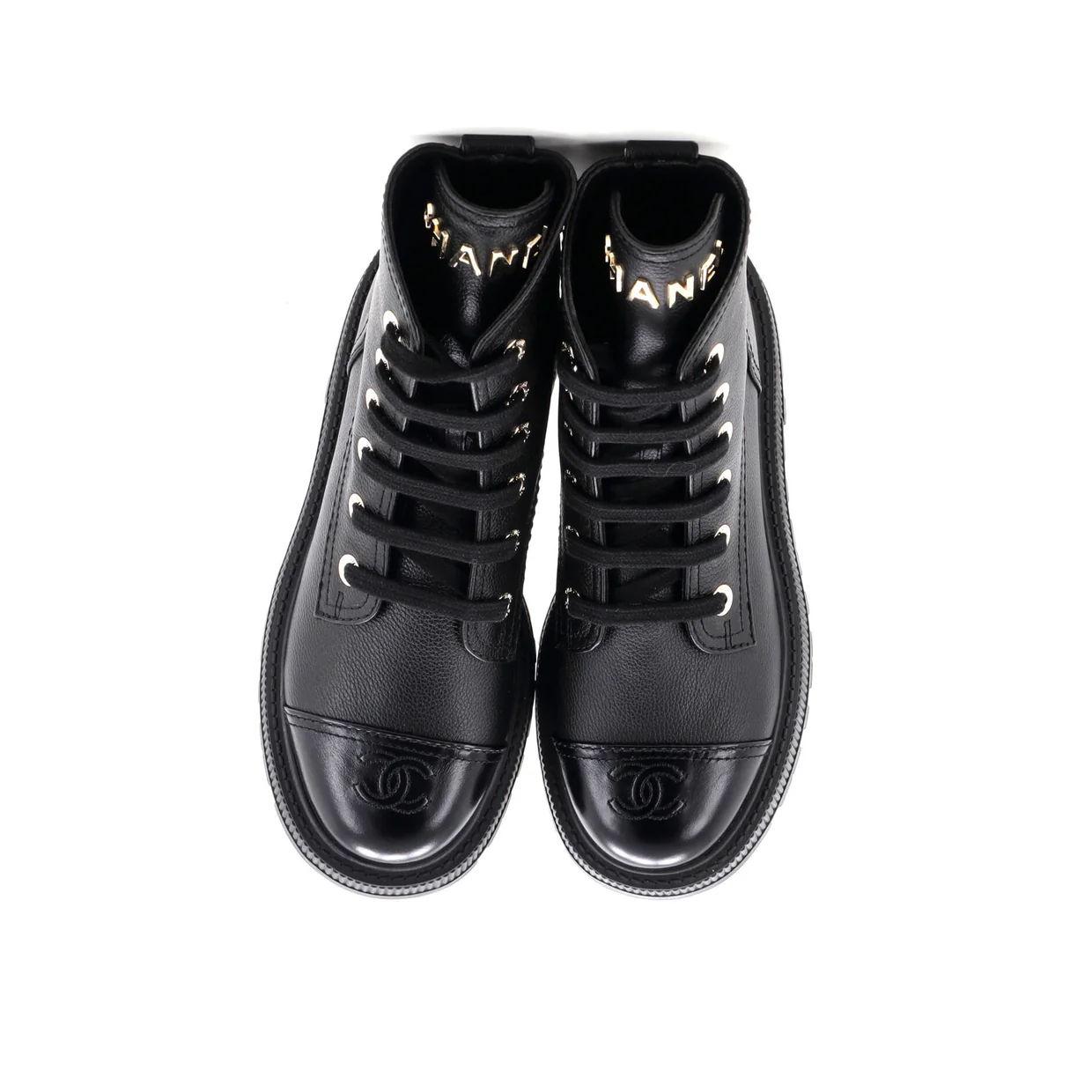 Women's CC Cap Toe Lace Up Combat Boots Leather - Deep Luxury
