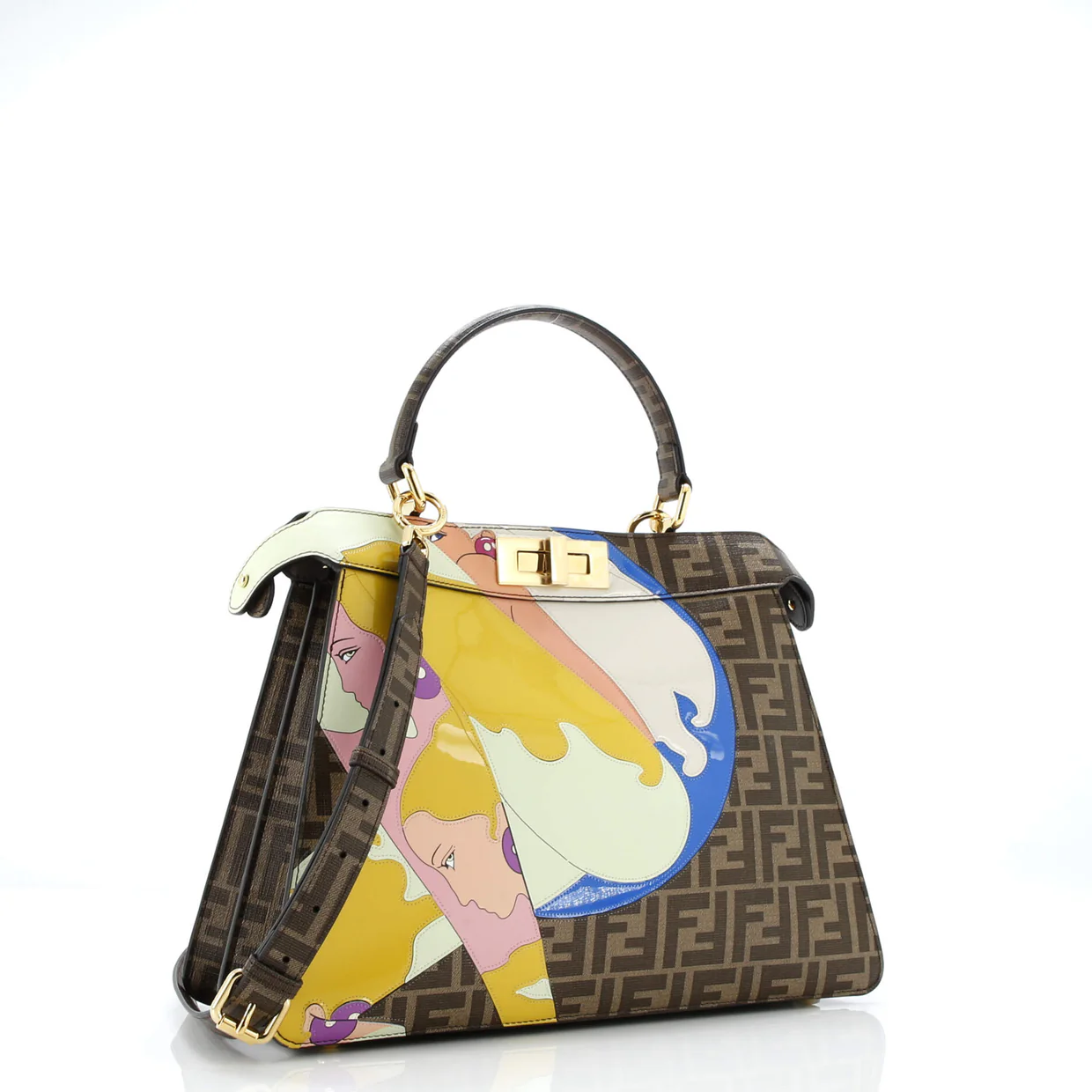 Antonio Lopez Peekaboo ISeeU Bag Zucca Coated Canvas with Printed Leather Inlay Medium - Deep Luxury