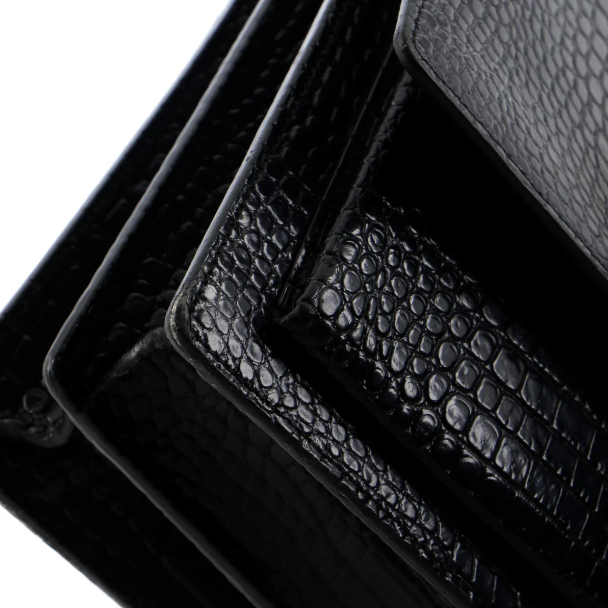 Sunset Crossbody Bag Crocodile Embossed Leather Large - Deep Luxury