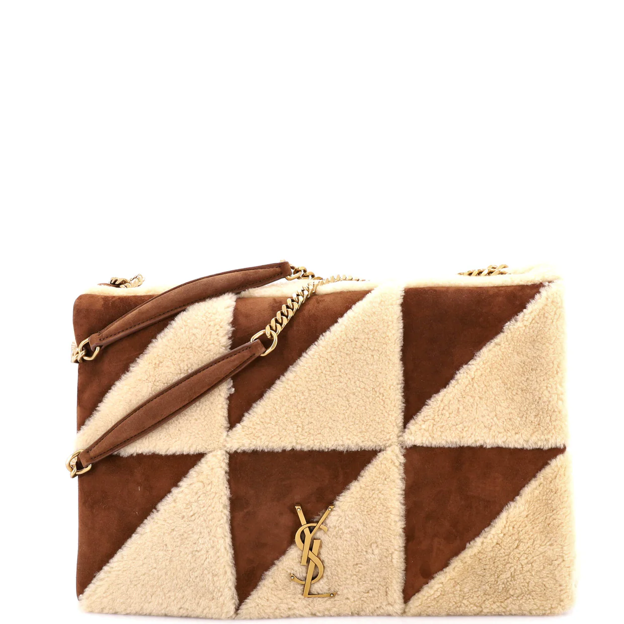 Jamie Flap Bag Quilted Suede and Shearling Large - Deep Luxury