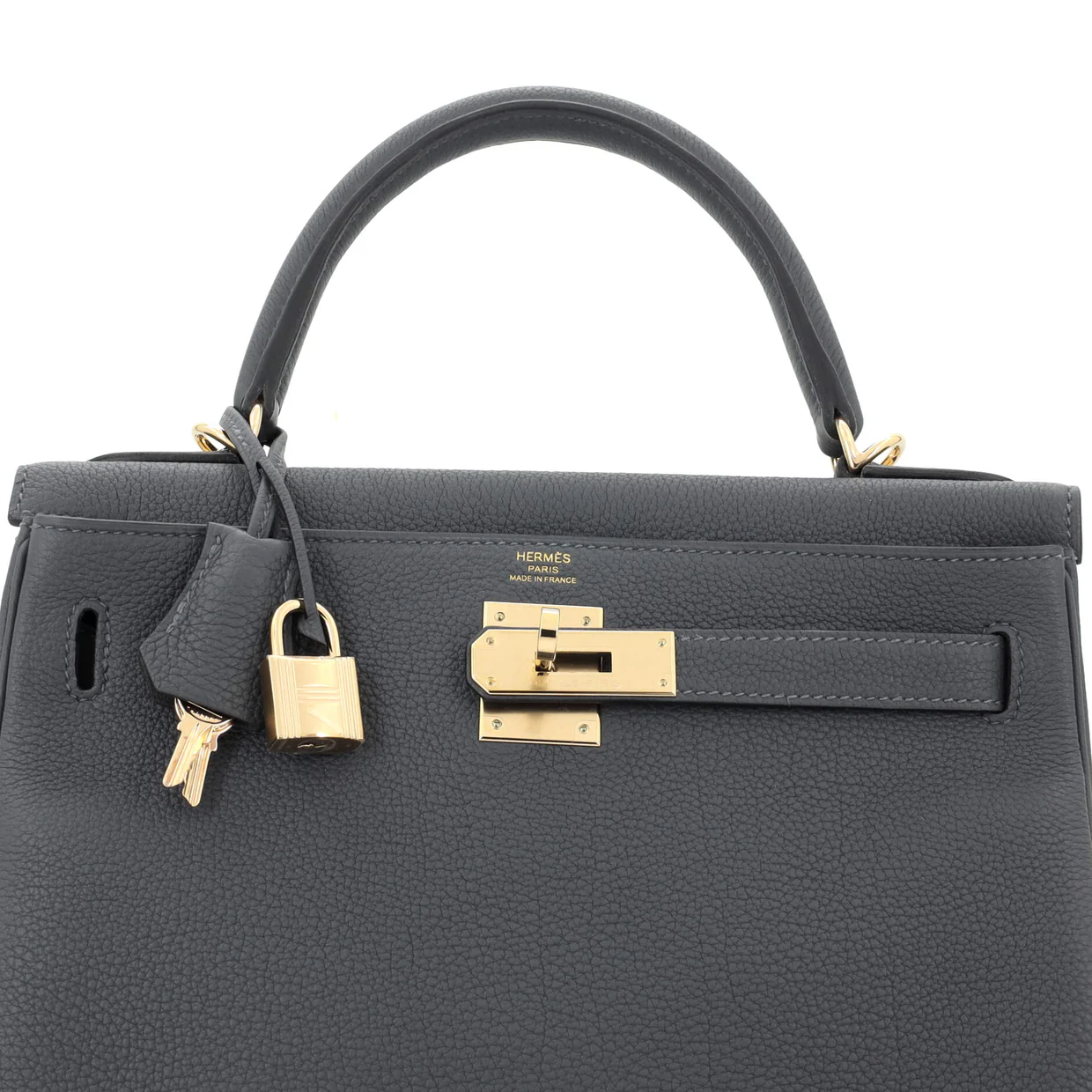 Kelly Handbag Grey Togo with Permabrass Hardware 28 - Deep Luxury