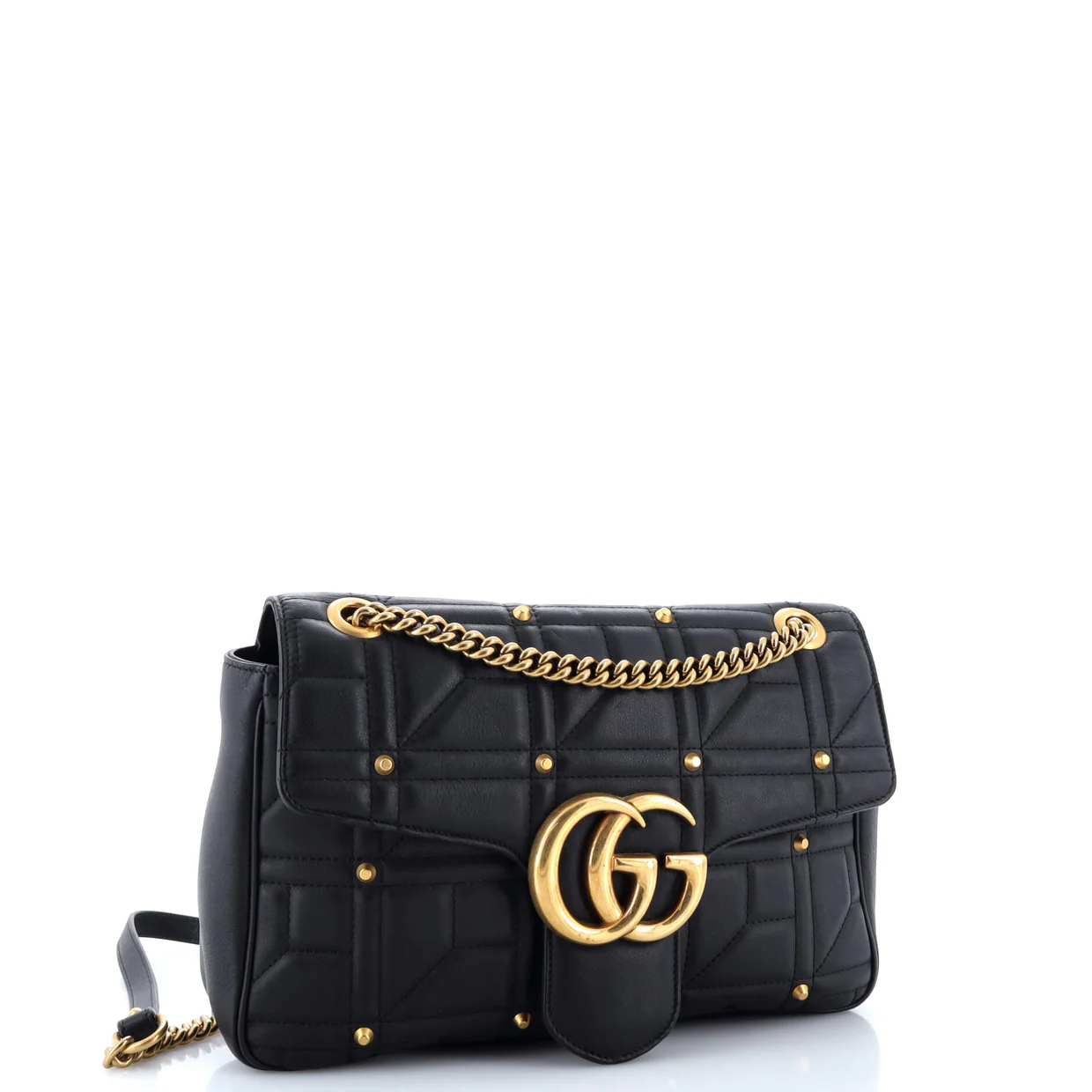 GG Marmont Flap Bag Studded Matelasse Leather Medium - Deep Luxury