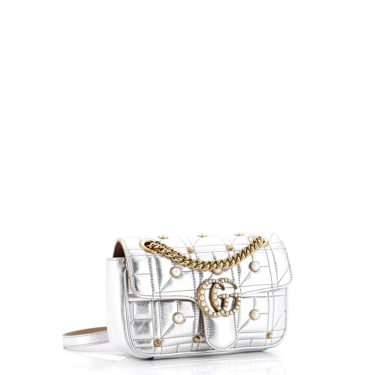 Pearly GG Marmont Flap Bag Embellished Matelasse Leather Mini - Deep Luxury