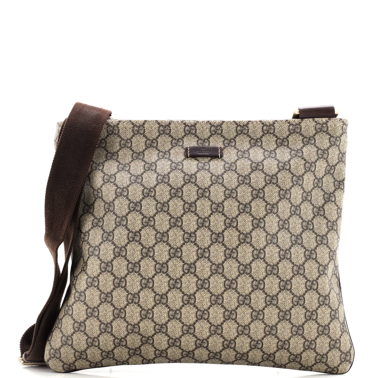 Zip Top Messenger Bag GG Coated Canvas Large - Deep Luxury