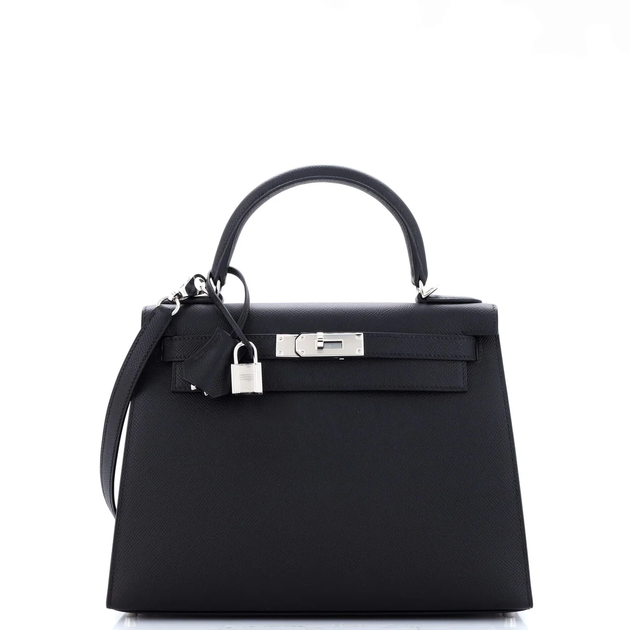 Kelly Handbag Noir Epsom with Palladium Hardware 28 - Deep Luxury