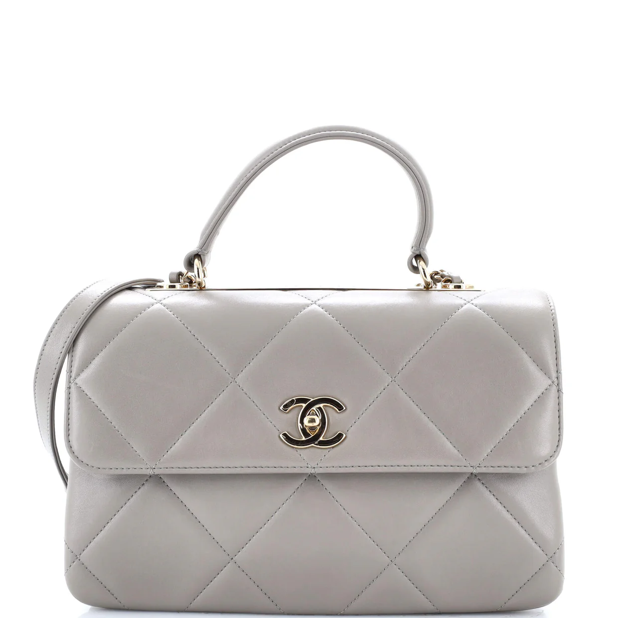 Trendy CC Top Handle Bag Quilted Lambskin Medium - Deep Luxury