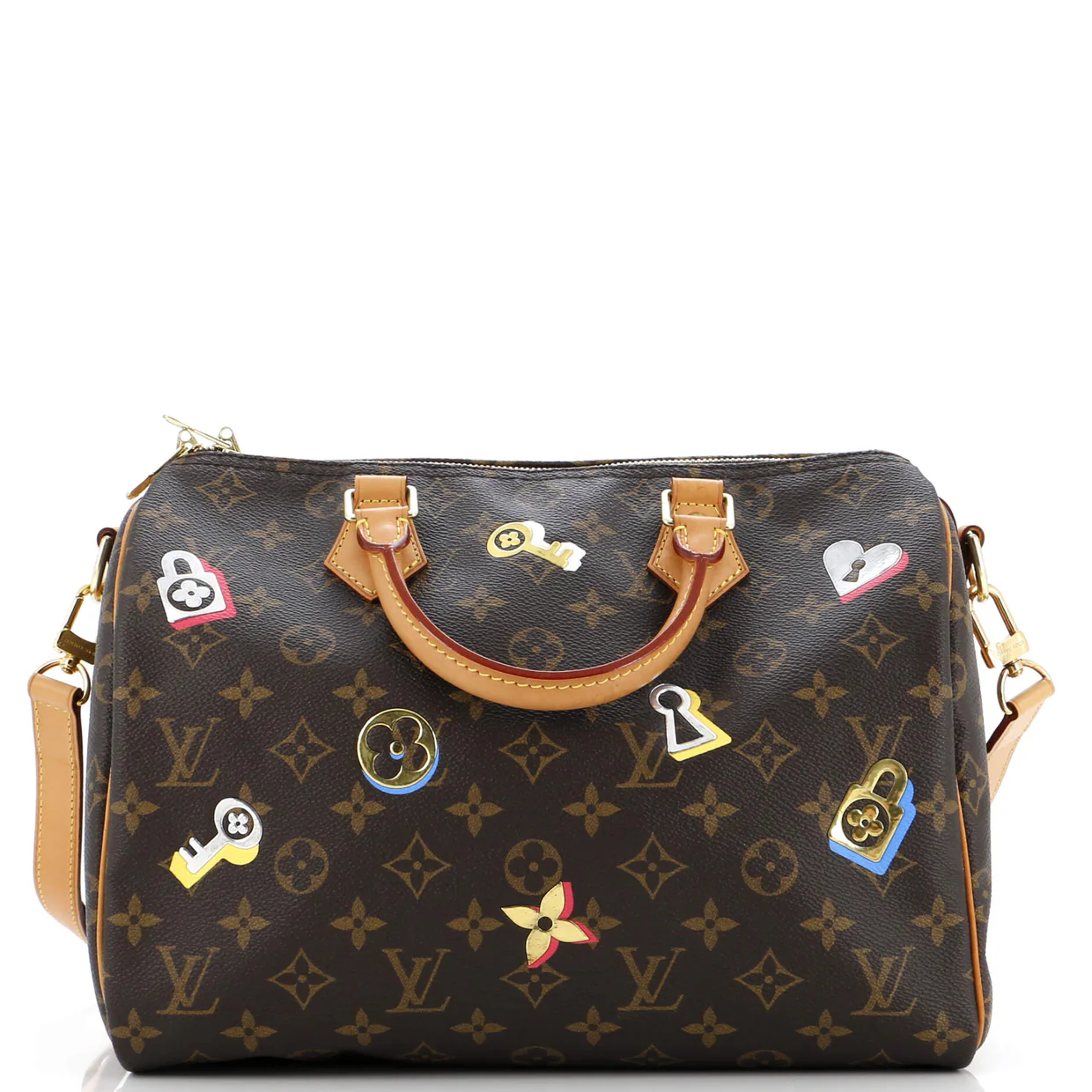 Speedy Bandouliere Bag Limited Edition Love Lock Monogram Canvas 30 - Deep Luxury