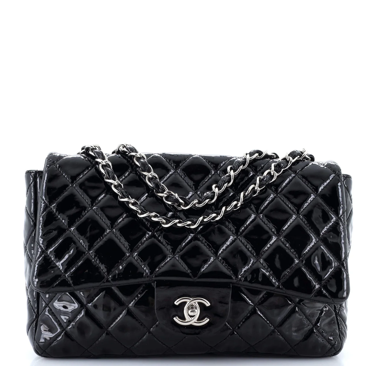 Classic Single Flap Bag Quilted Patent Jumbo - Deep Luxury