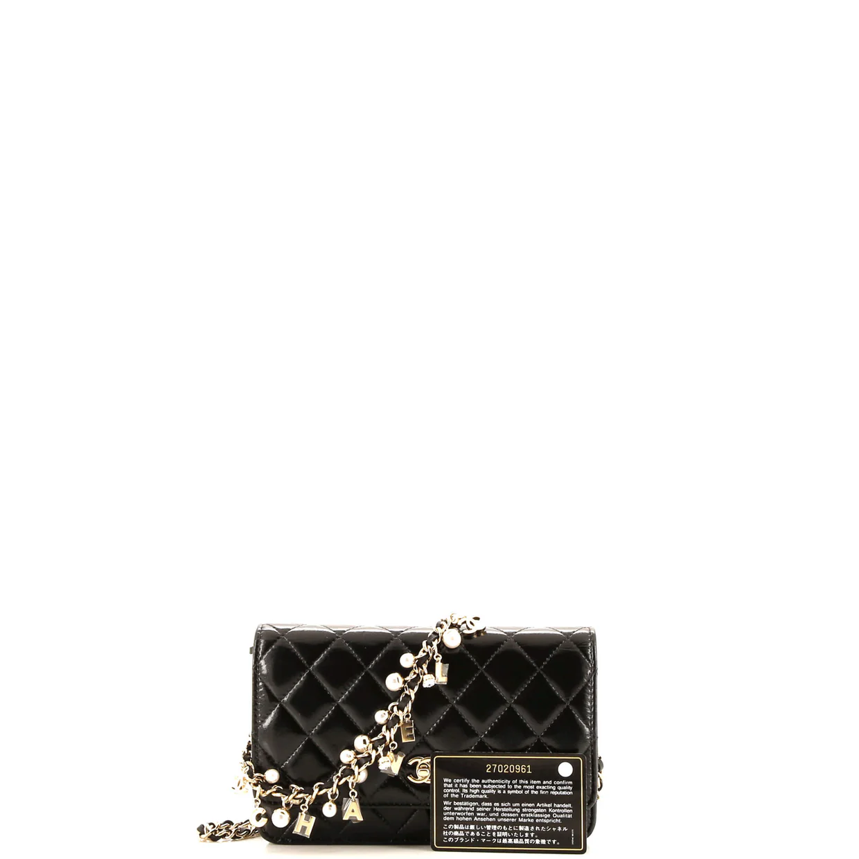Pearl Charm Wallet on Chain Quilted Glazed Calfskin - Deep Luxury