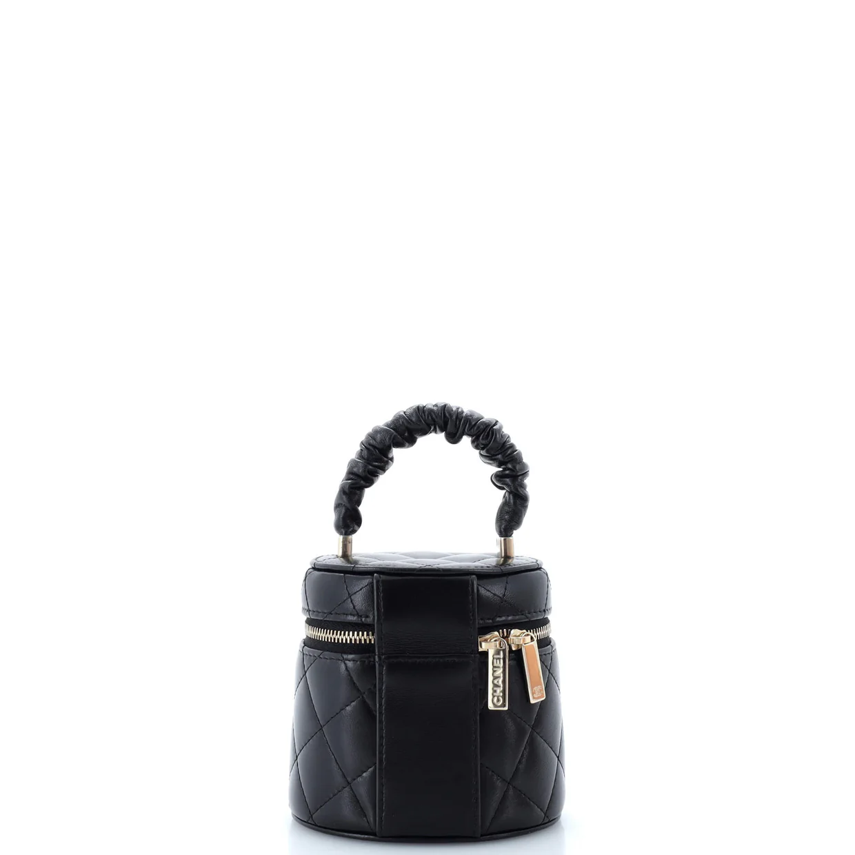 CC Ruched Top Handle Vanity Case Quilted Lambskin Small - Deep Luxury