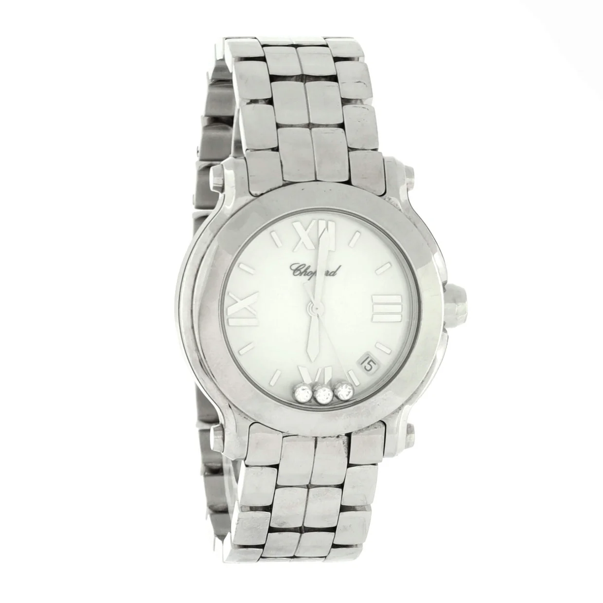 Happy Sport Quartz Watch Stainless Steel with 3 Floating Diamonds 33 - Deep Luxury