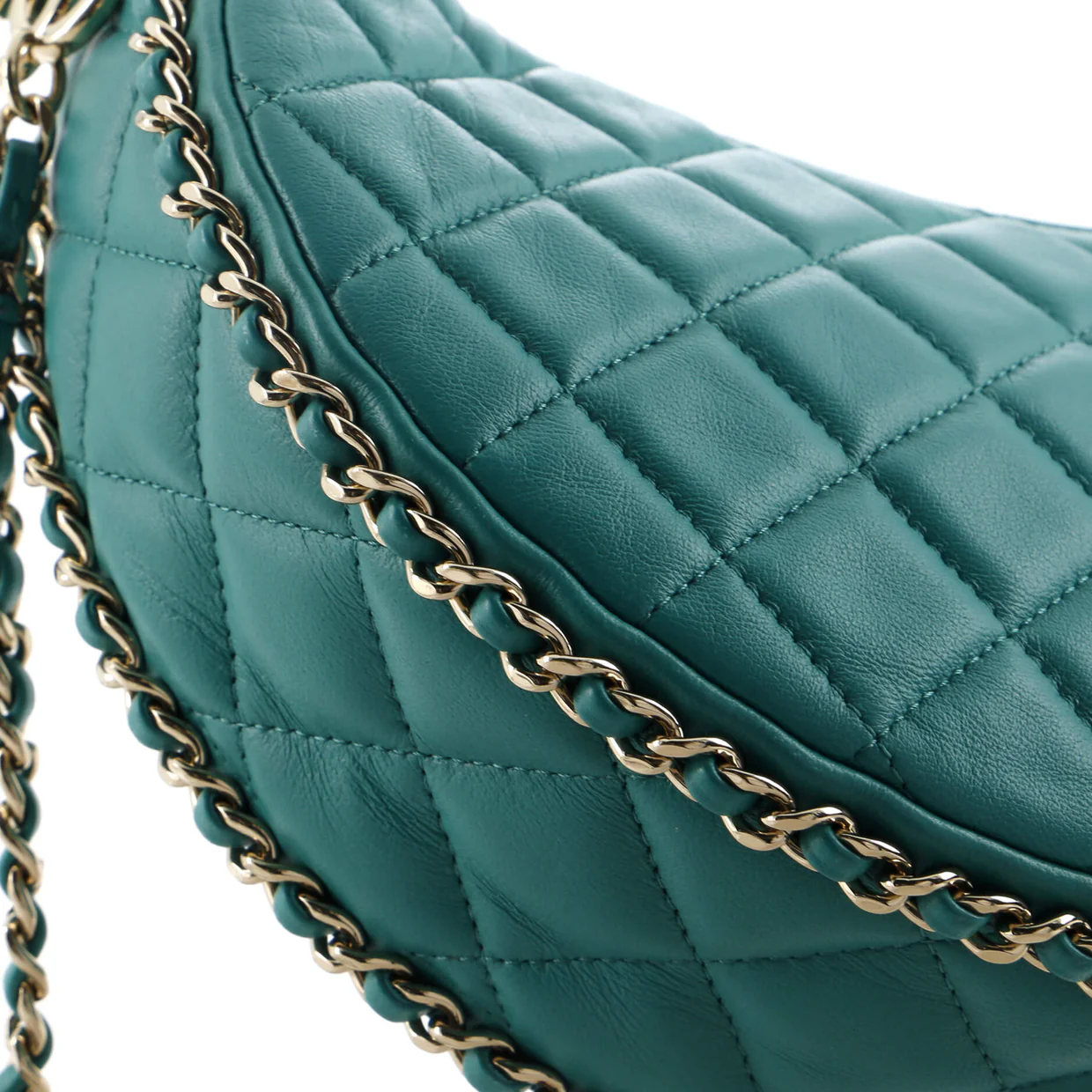 Chain Around Hook Hobo Quilted Lambskin Small - Deep Luxury