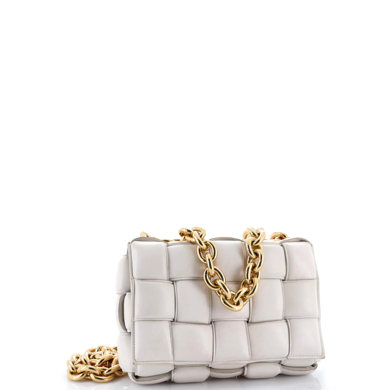 Cassette Chain Crossbody Bag Padded Maxi Intrecciato Leather - Deep Luxury