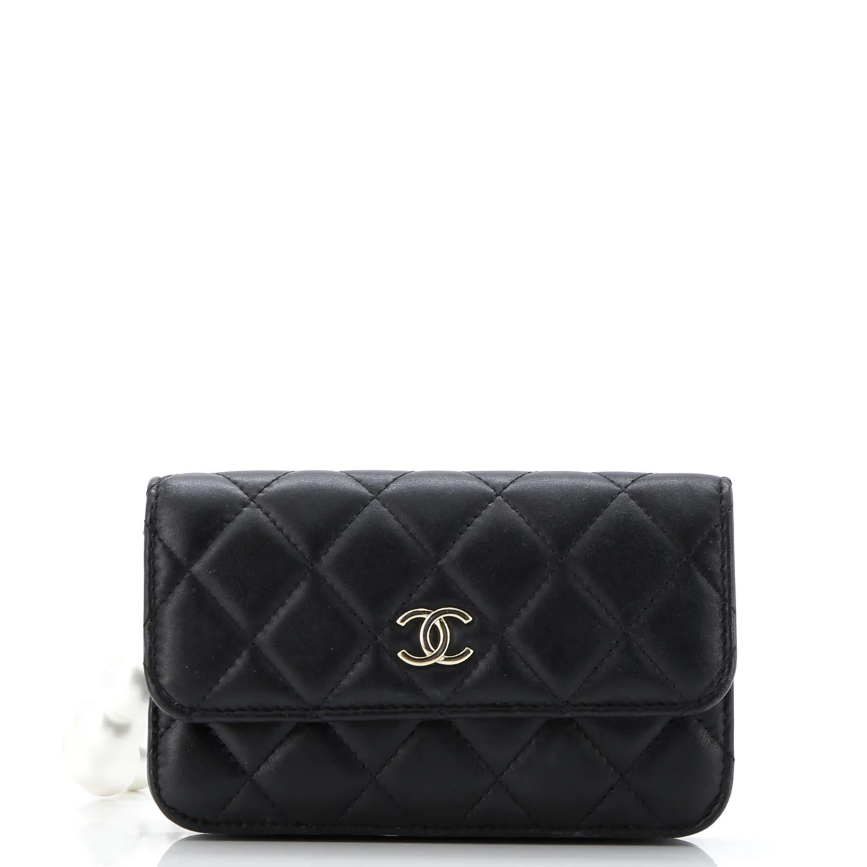 Pearl Strap Clutch with Chain Quilted Calfskin - Deep Luxury