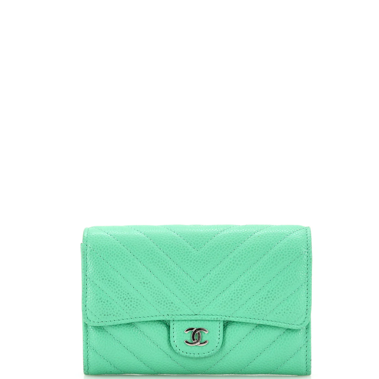 CC Gusset Classic Flap Wallet Quilted Caviar Medium - Deep Luxury