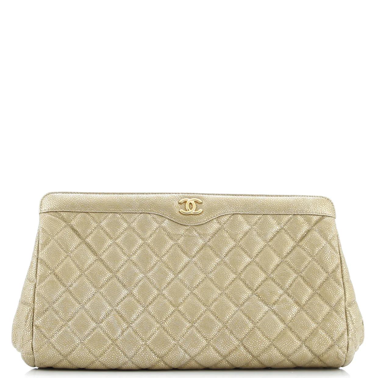 CC Frame Clutch Quilted Caviar Large - Deep Luxury