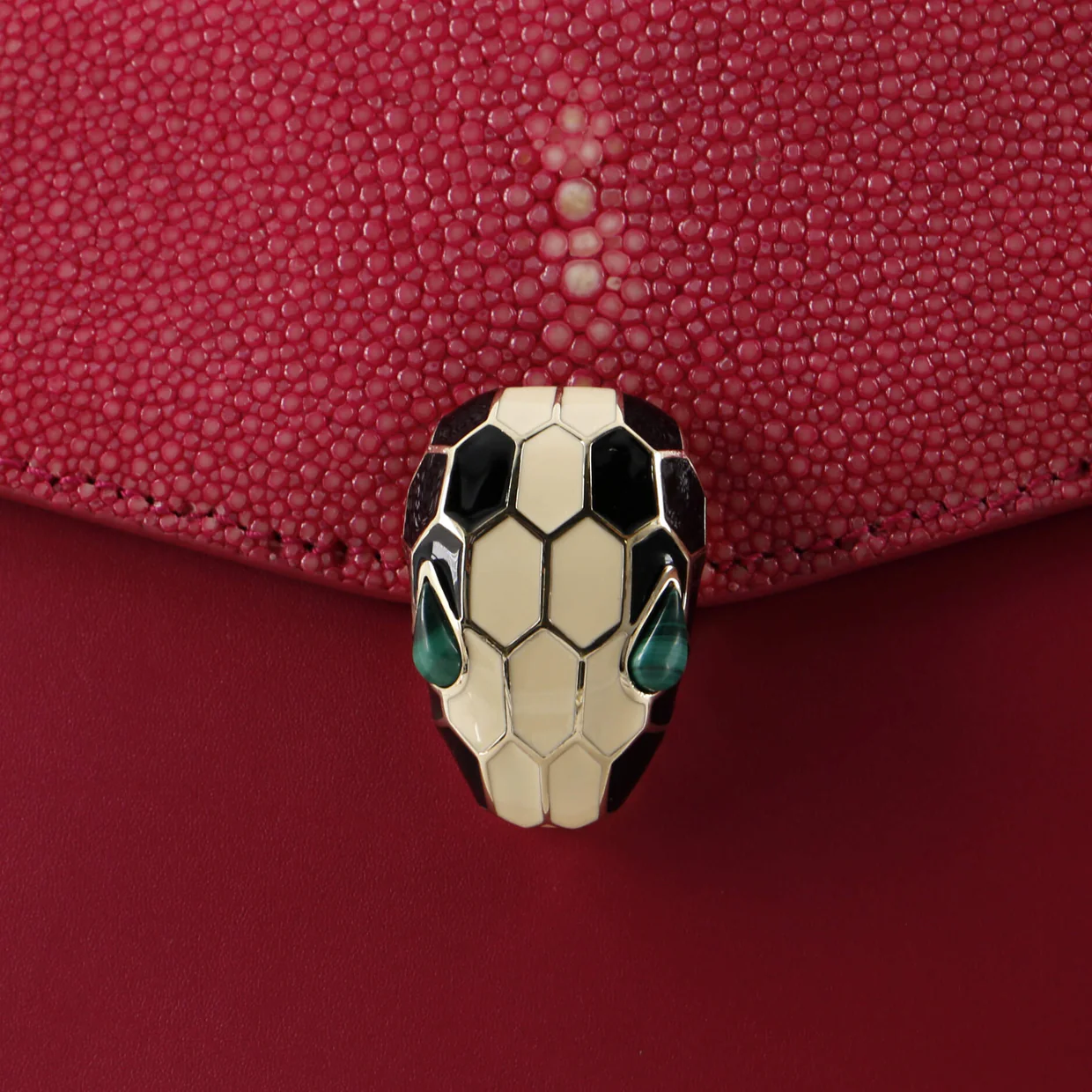Serpenti Forever Square Shoulder Bag Leather and Stingray Small - Deep Luxury