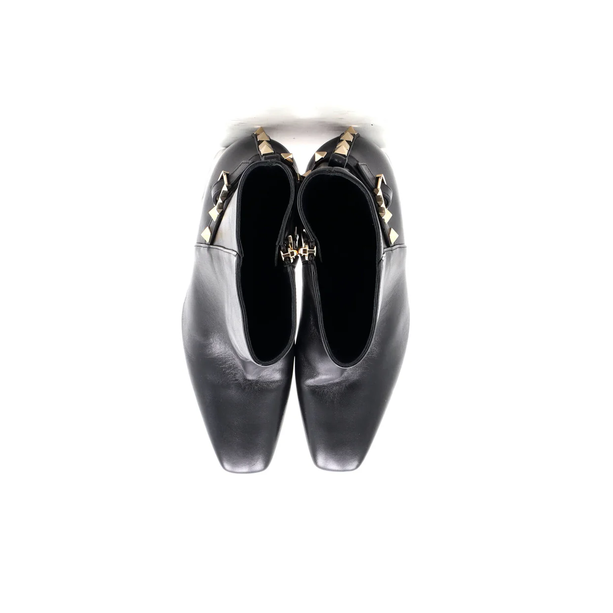 Women's Rockstud Belted Squared Toe Heeled Ankle Boots Leather - Deep Luxury