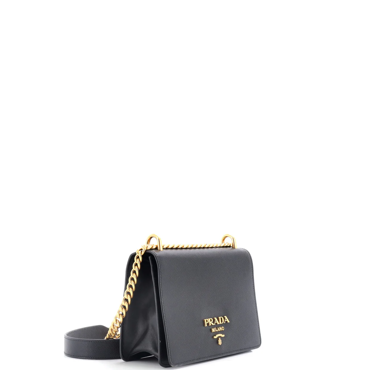 Chain Flap Bag Saffiano Leather Small - Deep Luxury