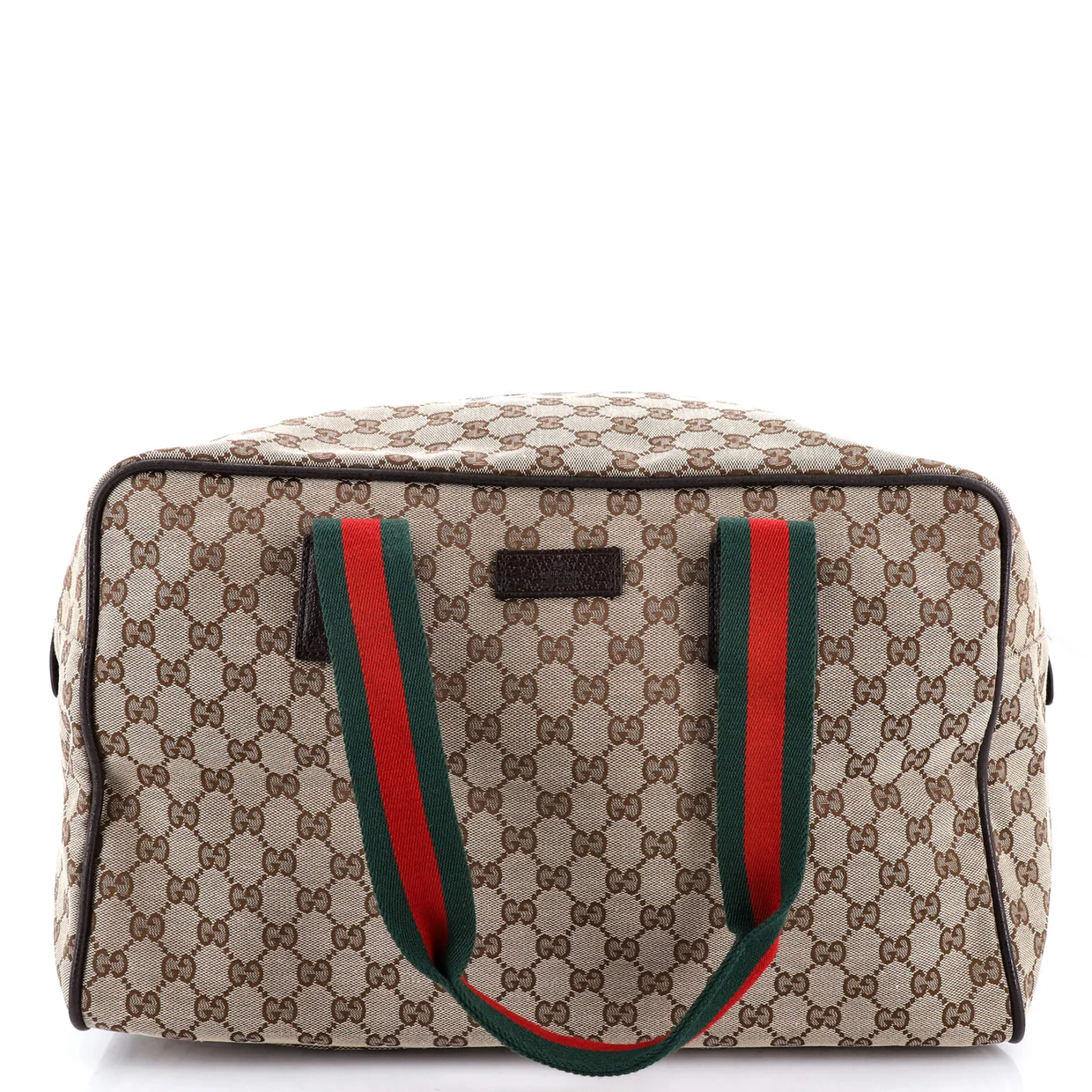 Web Carry On Duffle Bag GG Canvas with Leather Medium - Deep Luxury