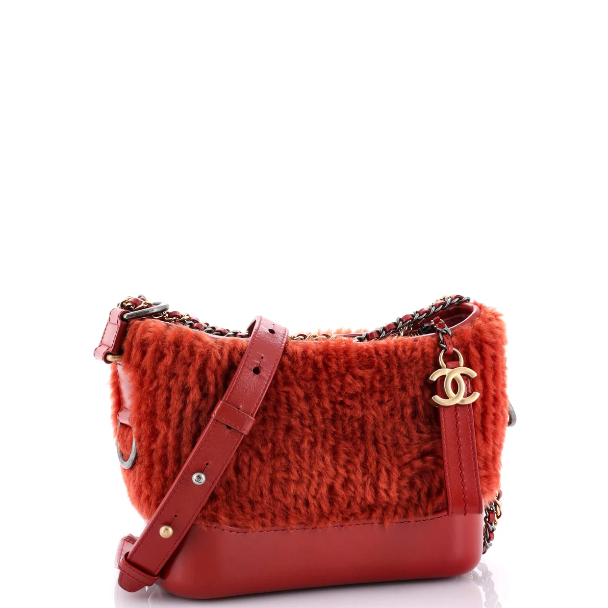 Gabrielle Hobo Shearling and Leather Small - Deep Luxury