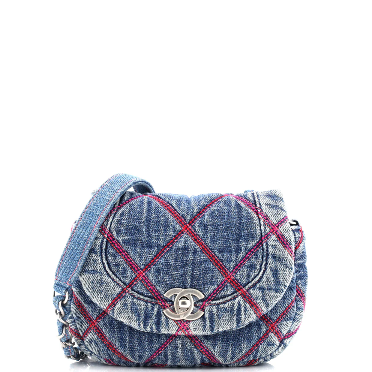 Coco Beach Messenger Bag Quilted Denim Mini - Deep Luxury