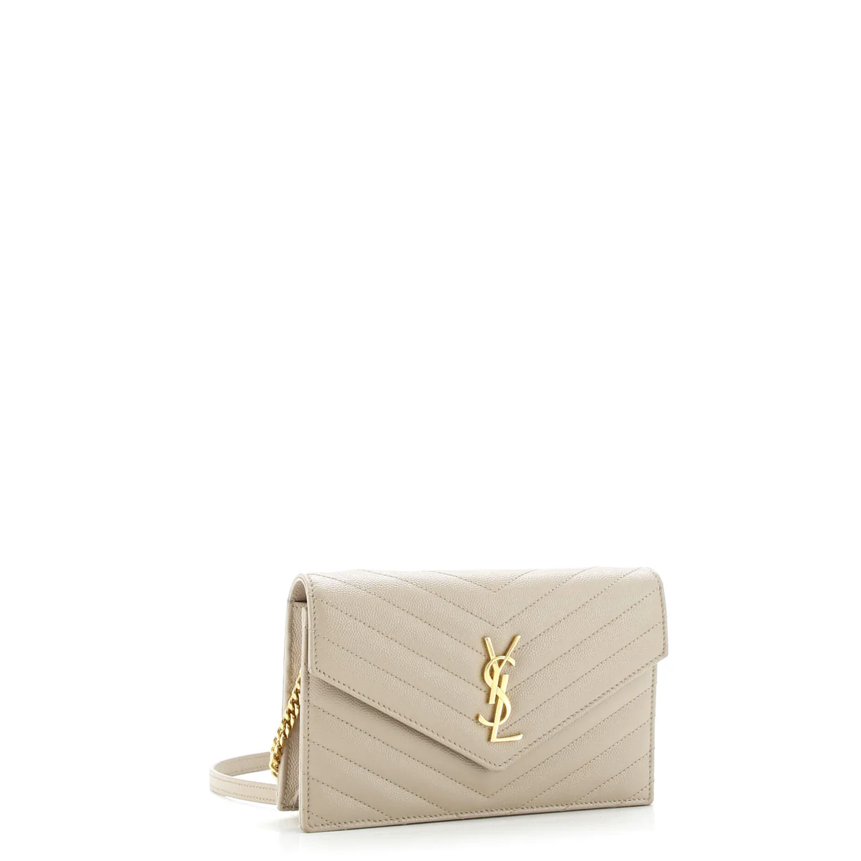 Classic Monogram Wallet on Chain Matelasse Chevron Leather Small - Deep Luxury