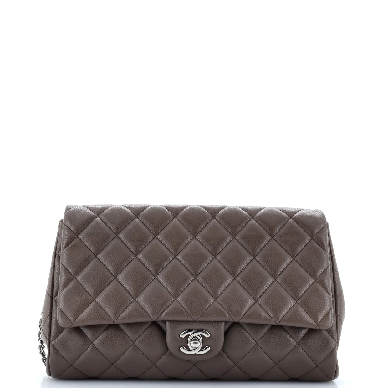 Clutch with Chain Quilted Caviar - Deep Luxury