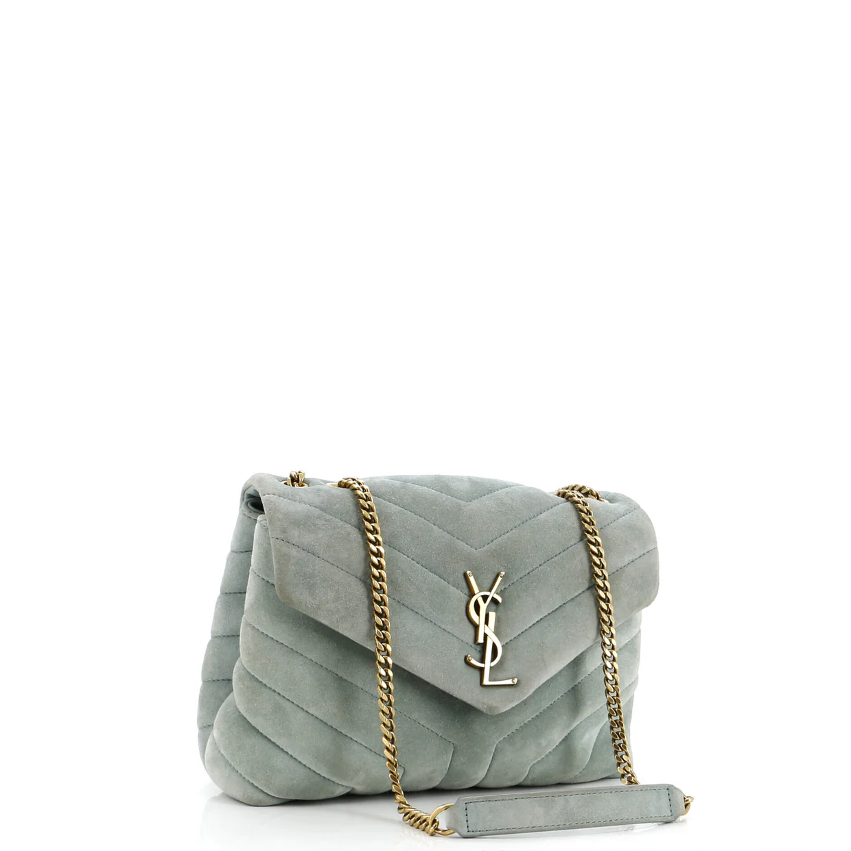 Loulou Shoulder Bag Matelasse Chevron Velvet Small - Deep Luxury