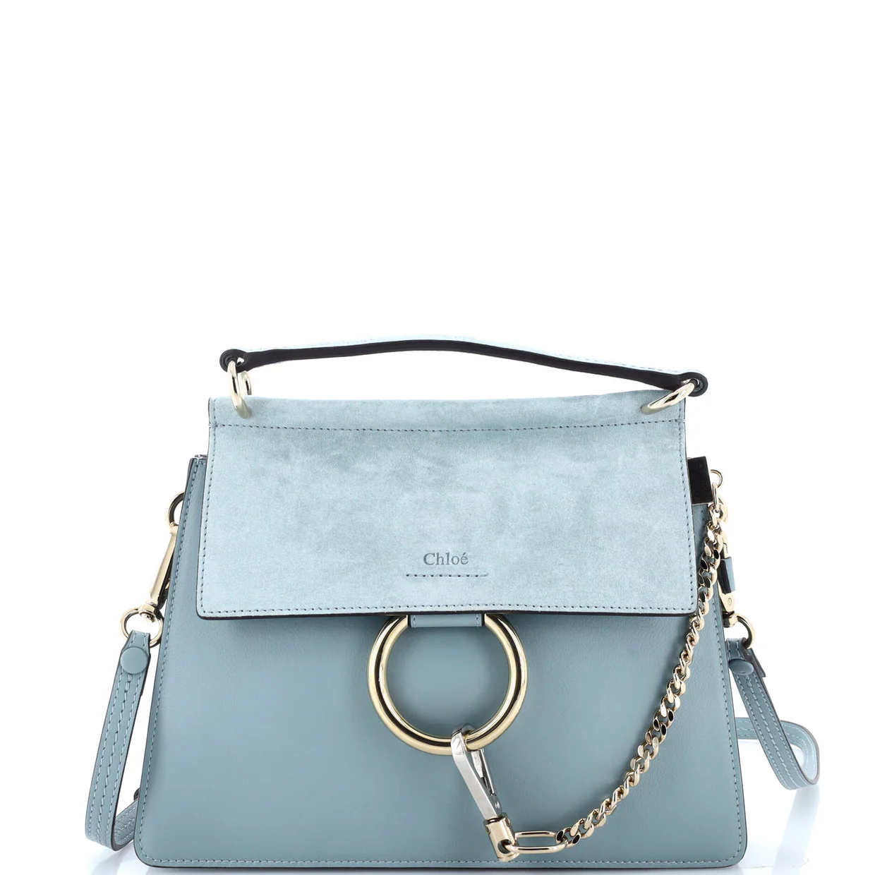 Faye Top Handle Bag Leather and Suede Small - Deep Luxury