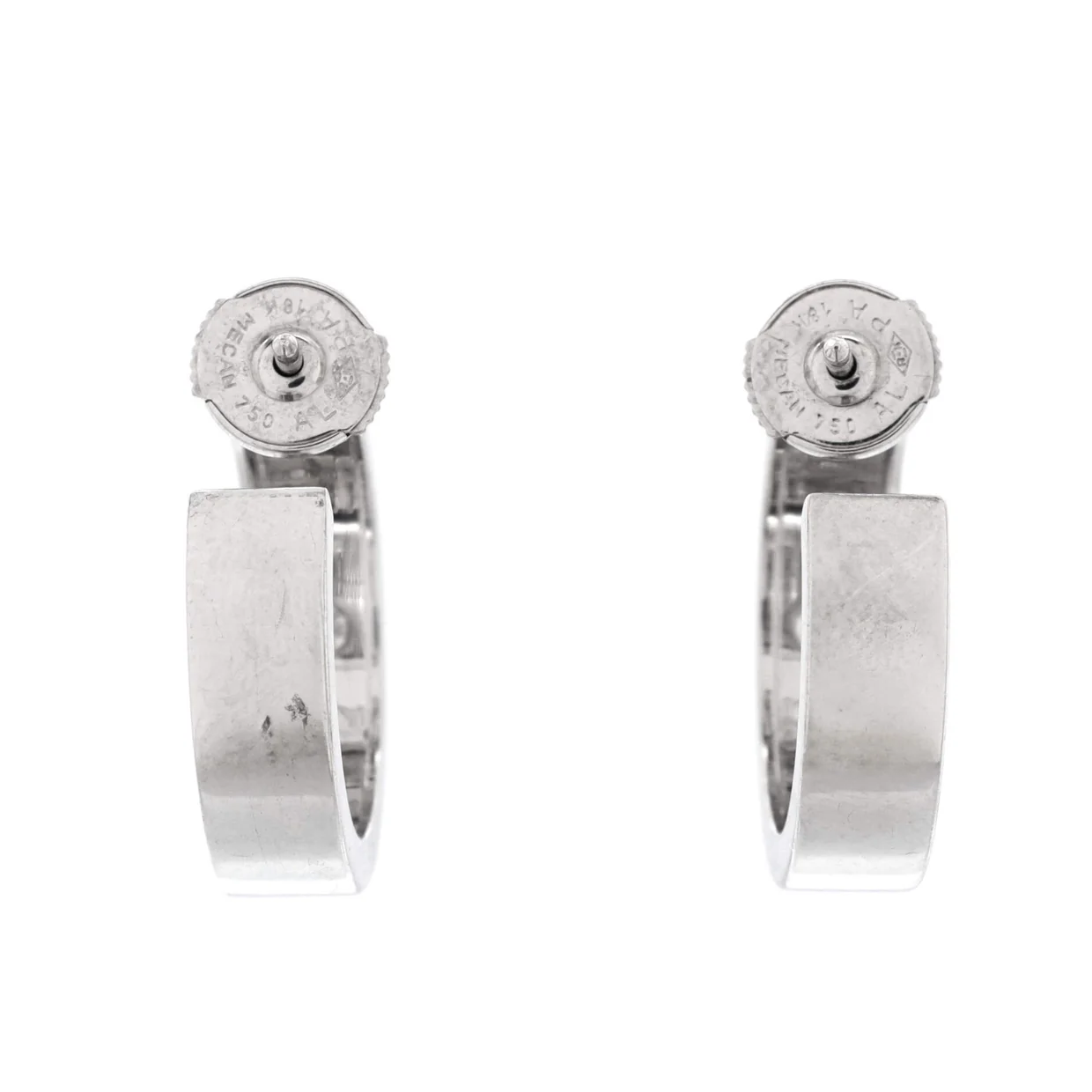 Love 6 Diamonds Hoop Earrings 18K White Gold with Diamonds 5.5mm - Deep Luxury