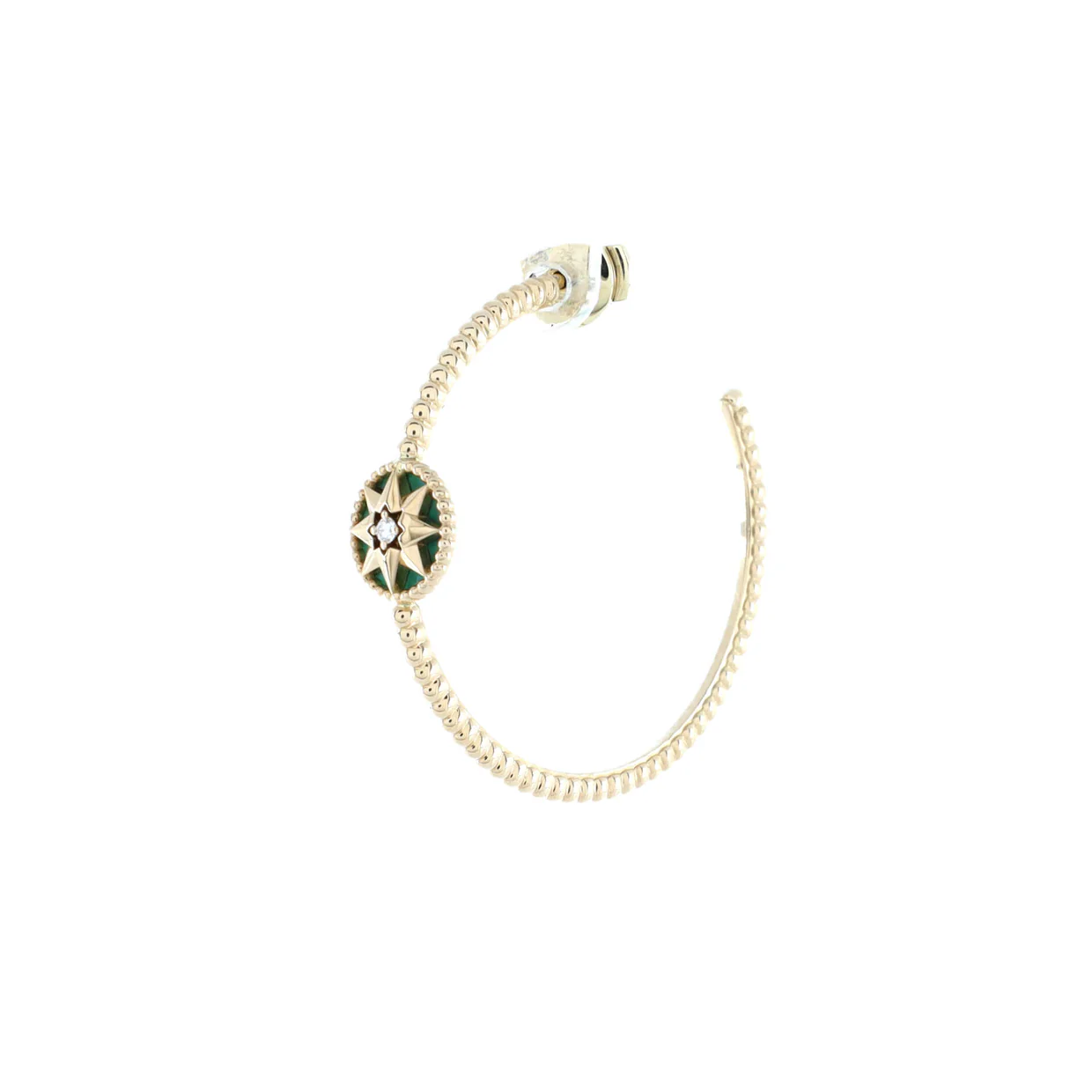 Rose des Vents Hoop Earrings 18K Yellow Gold with Diamond and Malachite - Deep Luxury