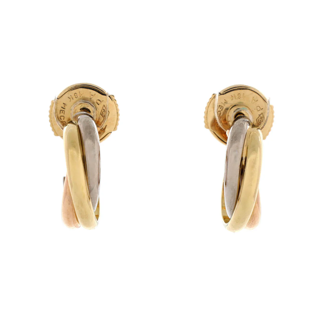Trinity Hoop Earrings 18K Tricolor Gold 13mm - Deep Luxury