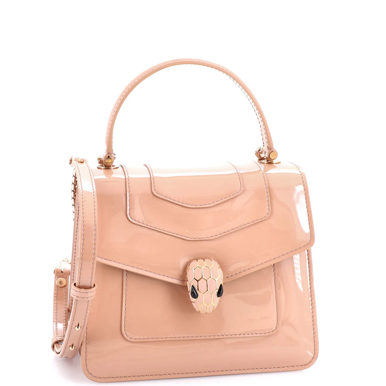 Serpenti Top Handle Bag Patent Small - Deep Luxury