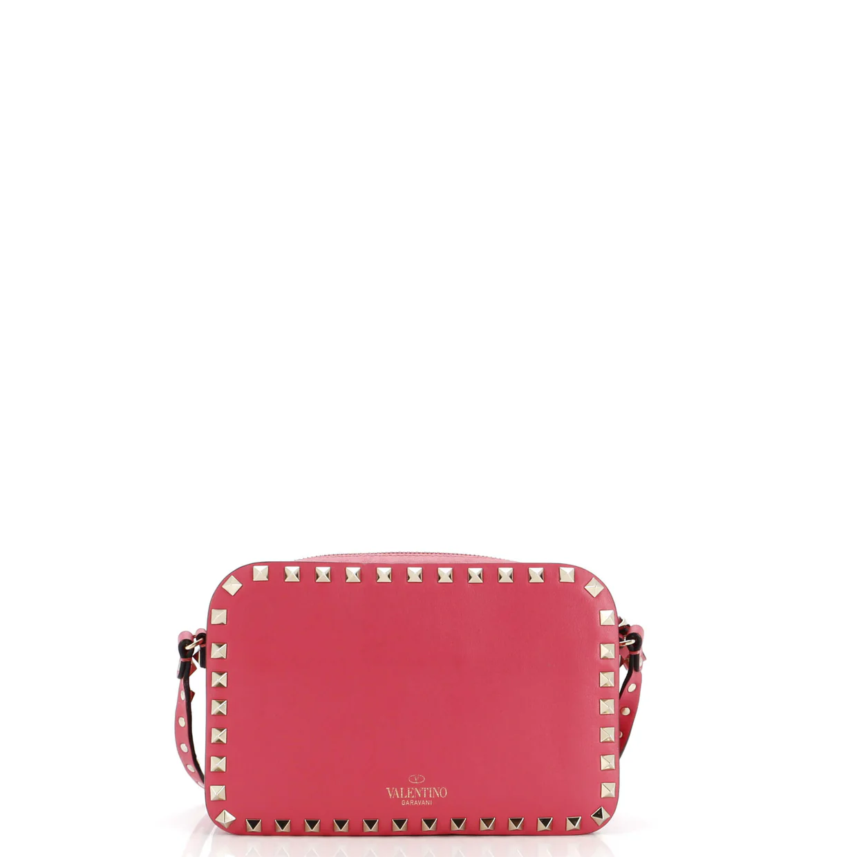 Rockstud Flip Lock Camera Crossbody Bag Leather - Deep Luxury