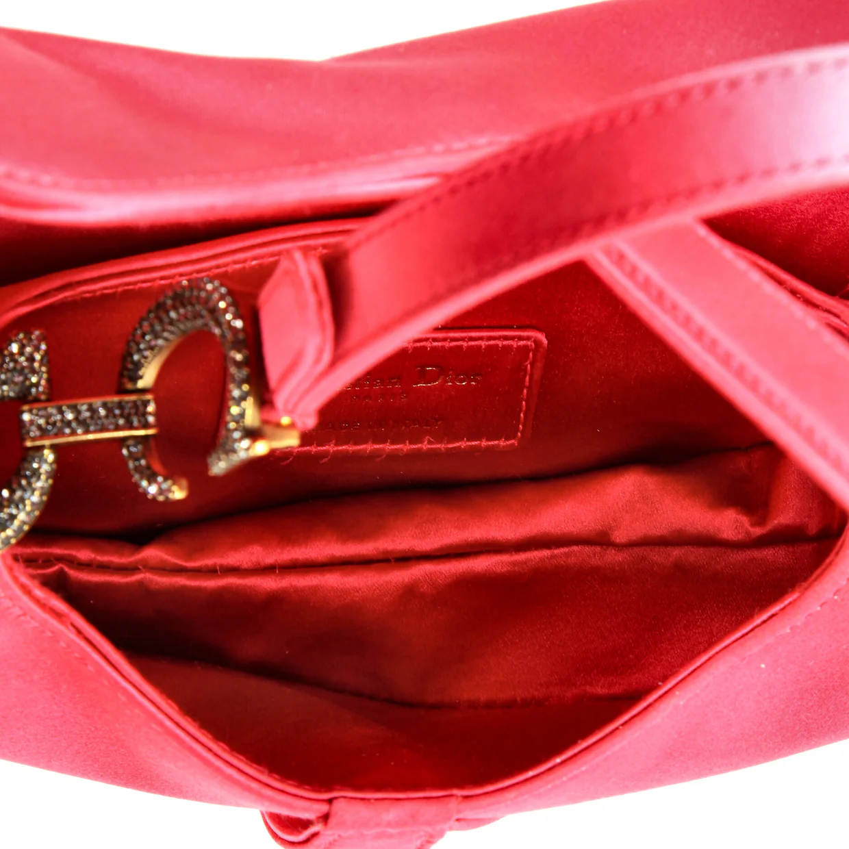 Saddle Handbag Satin with Crystals Mini - Deep Luxury