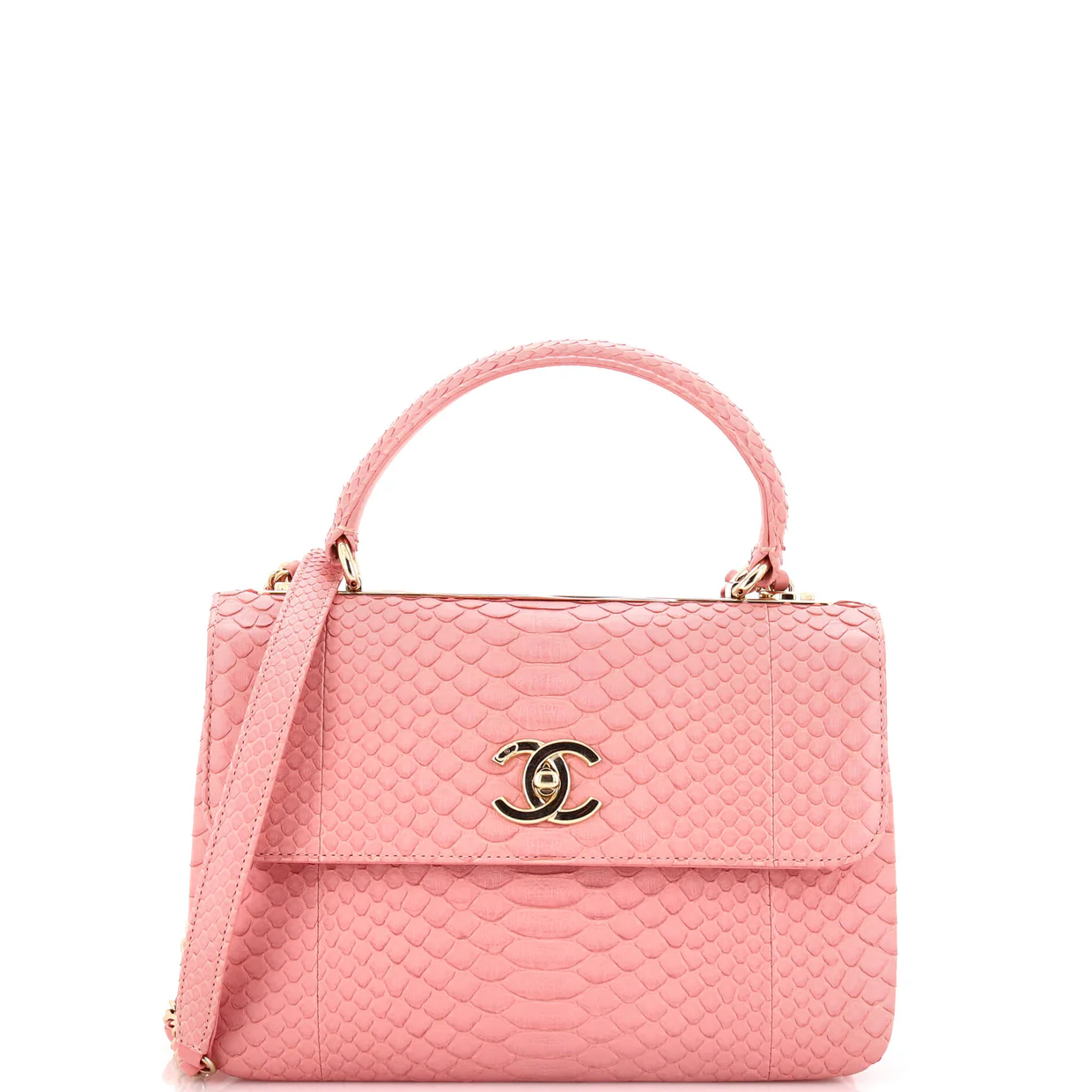 Trendy CC Top Handle Bag Python Small - Deep Luxury