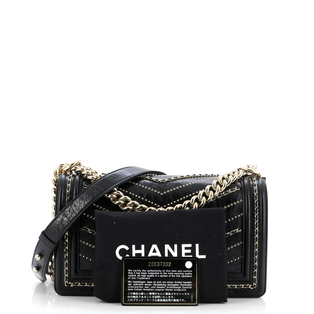 Boy Flap Bag Chevron Embellished Crumpled Calfskin Old Medium - Deep Luxury