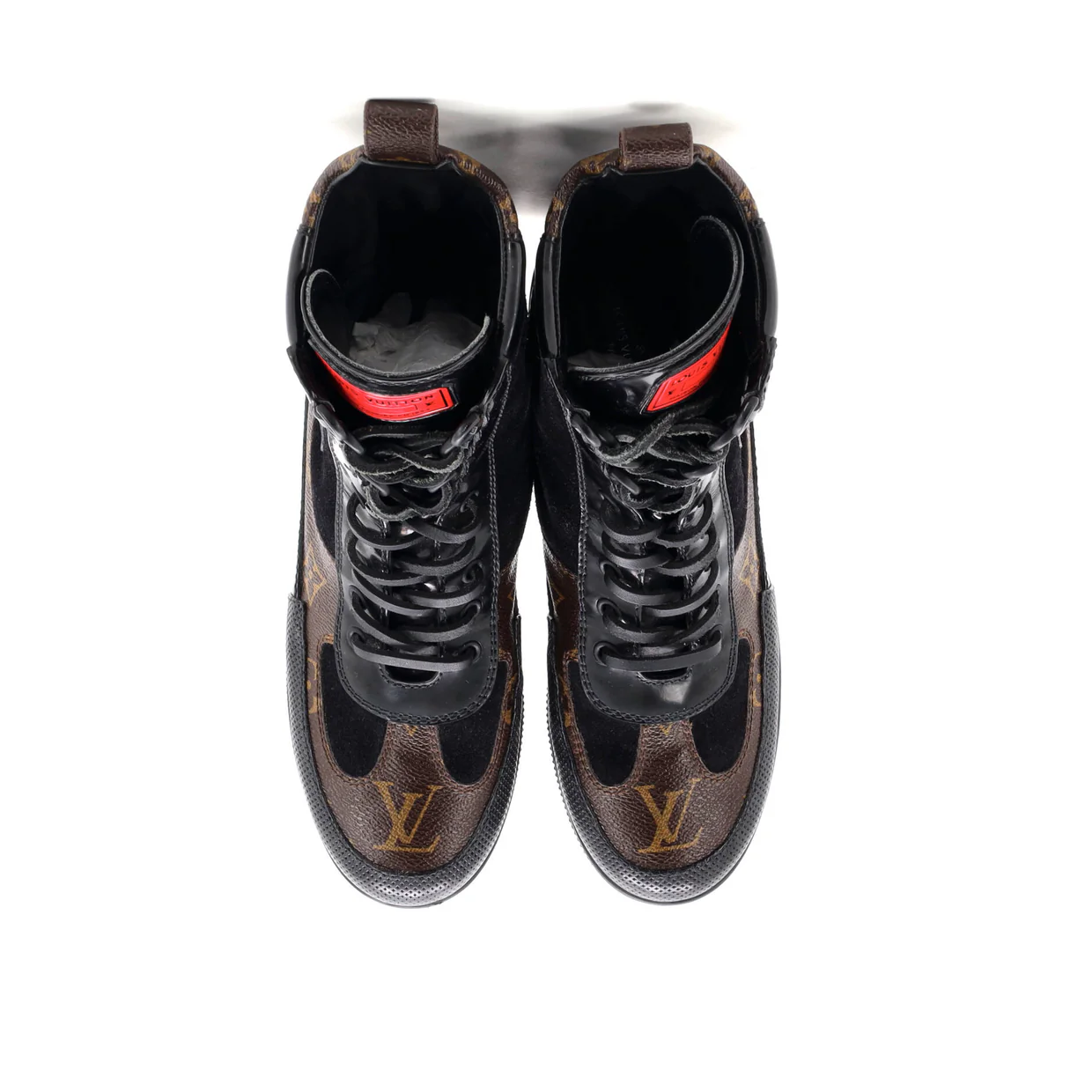 Women's Laureate Platform Desert Boots Limited Edition World Tour Suede with Monogram Canvas and Leather - Deep Luxury