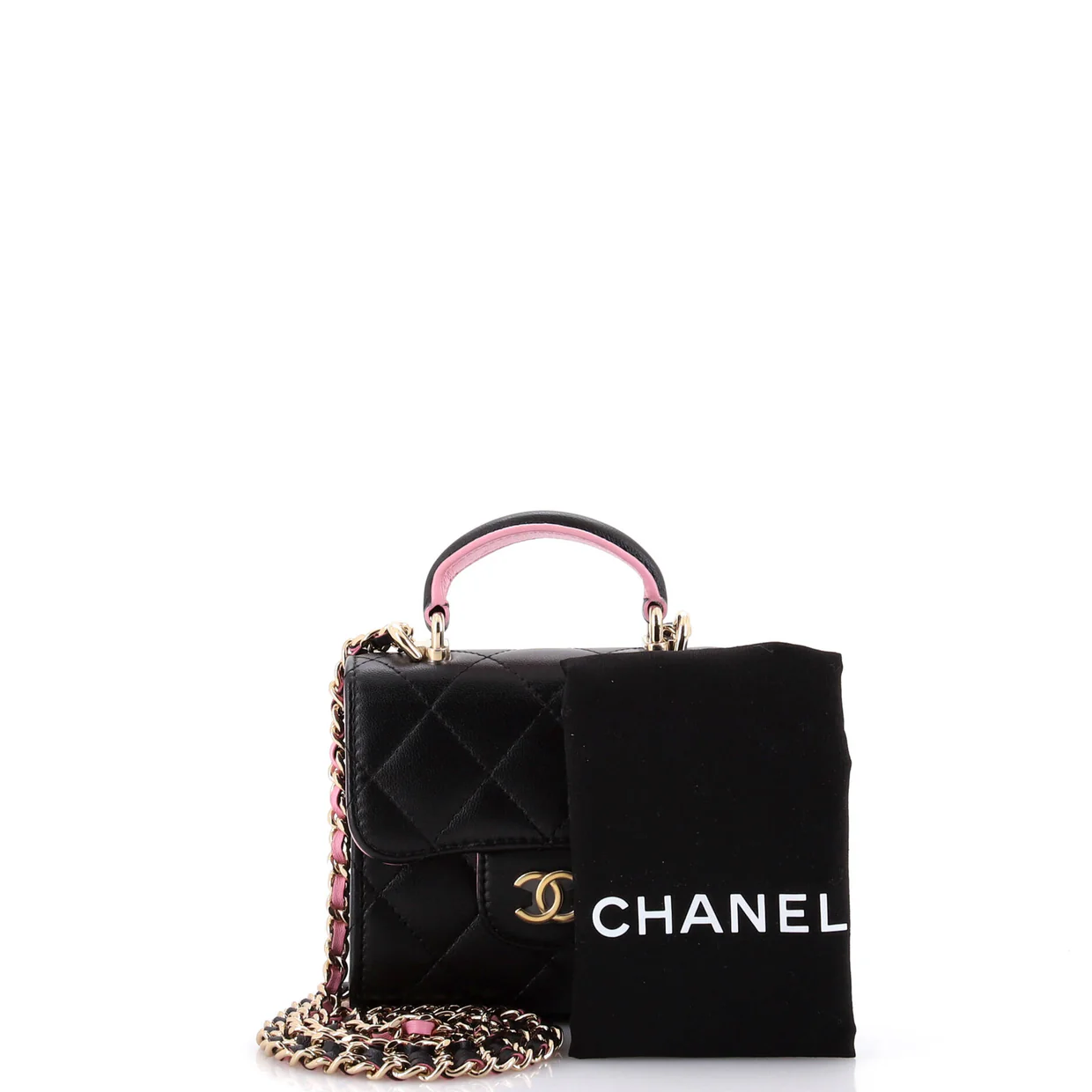 Square Classic Flap Top Handle Clutch with Chain Quilted Lambskin - Deep Luxury