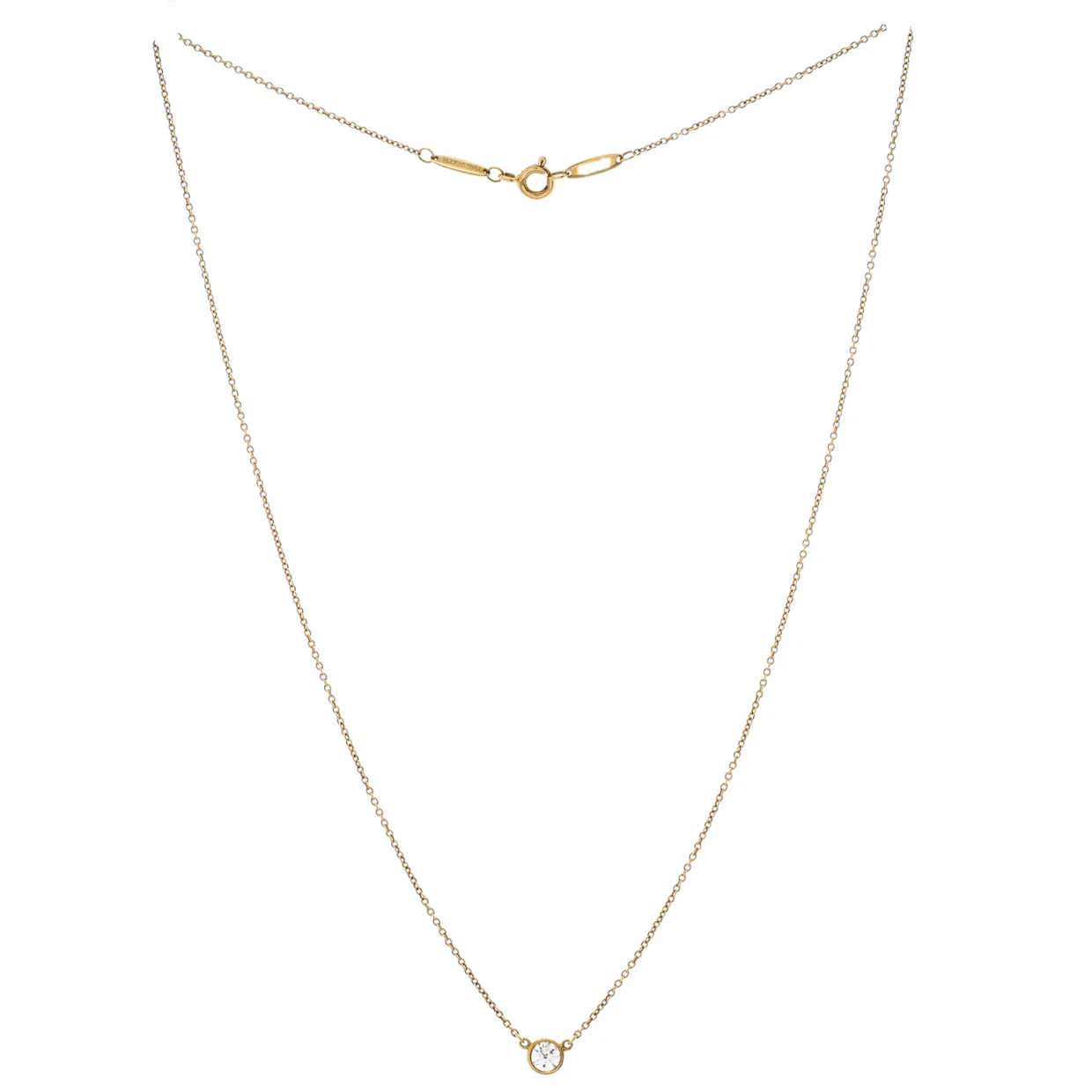 Elsa Peretti Diamonds By The Yard Pendant Necklace 18K Yellow Gold and Diamond 0.20-0.29CT - Deep Luxury