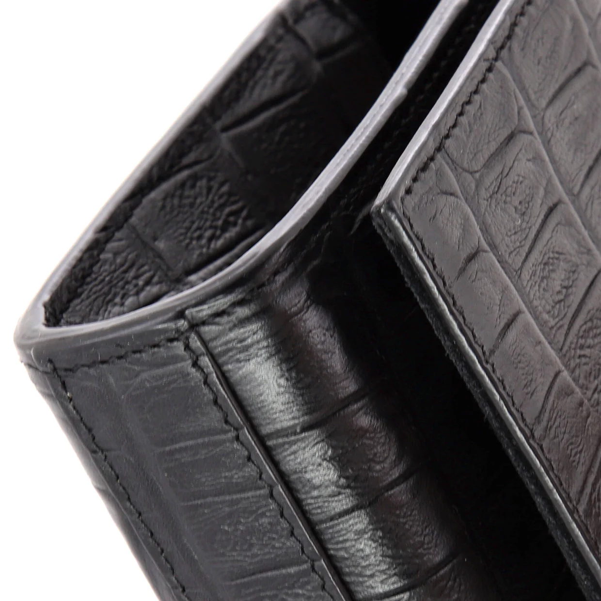 Classic Monogram Tassel Crossbody Bag Crocodile Embossed Leather Small - Deep Luxury