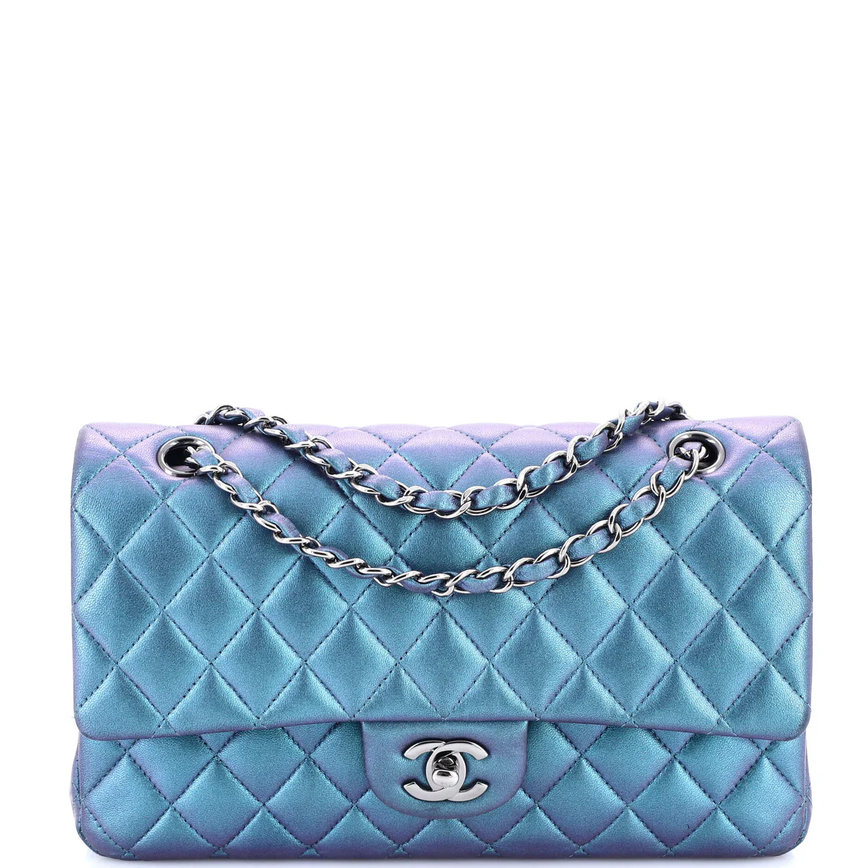 Classic Double Flap Bag Quilted Iridescent Lambskin Medium - Deep Luxury