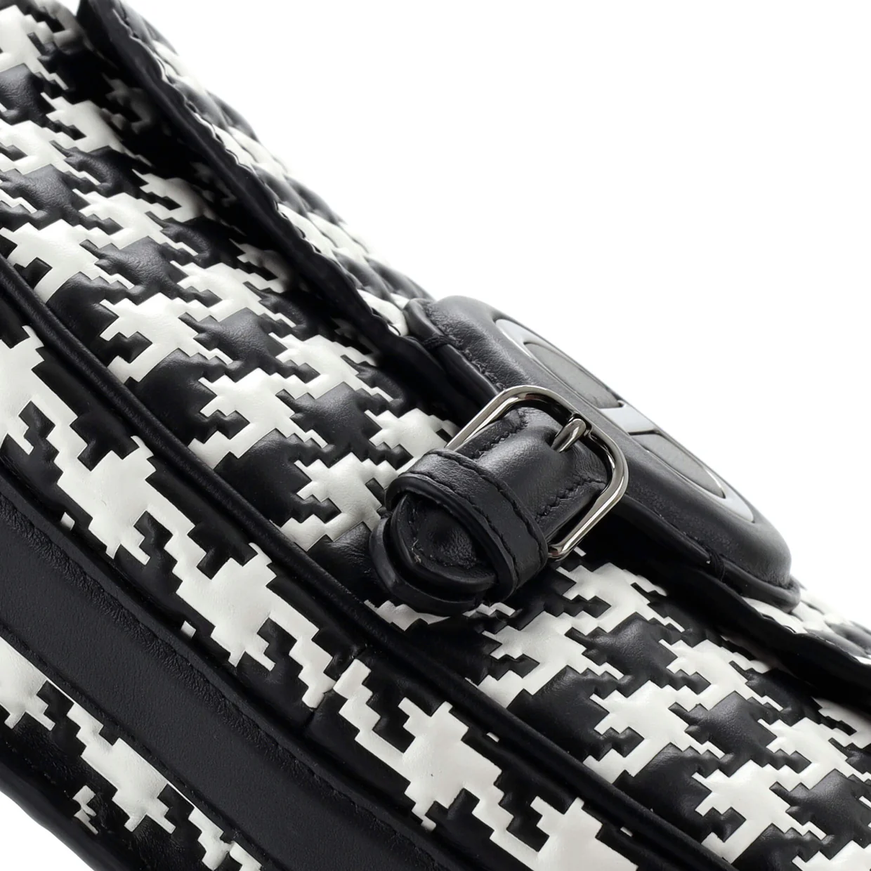 Bobby Flap Bag Houndstooth Embossed Calfskin East West - Deep Luxury