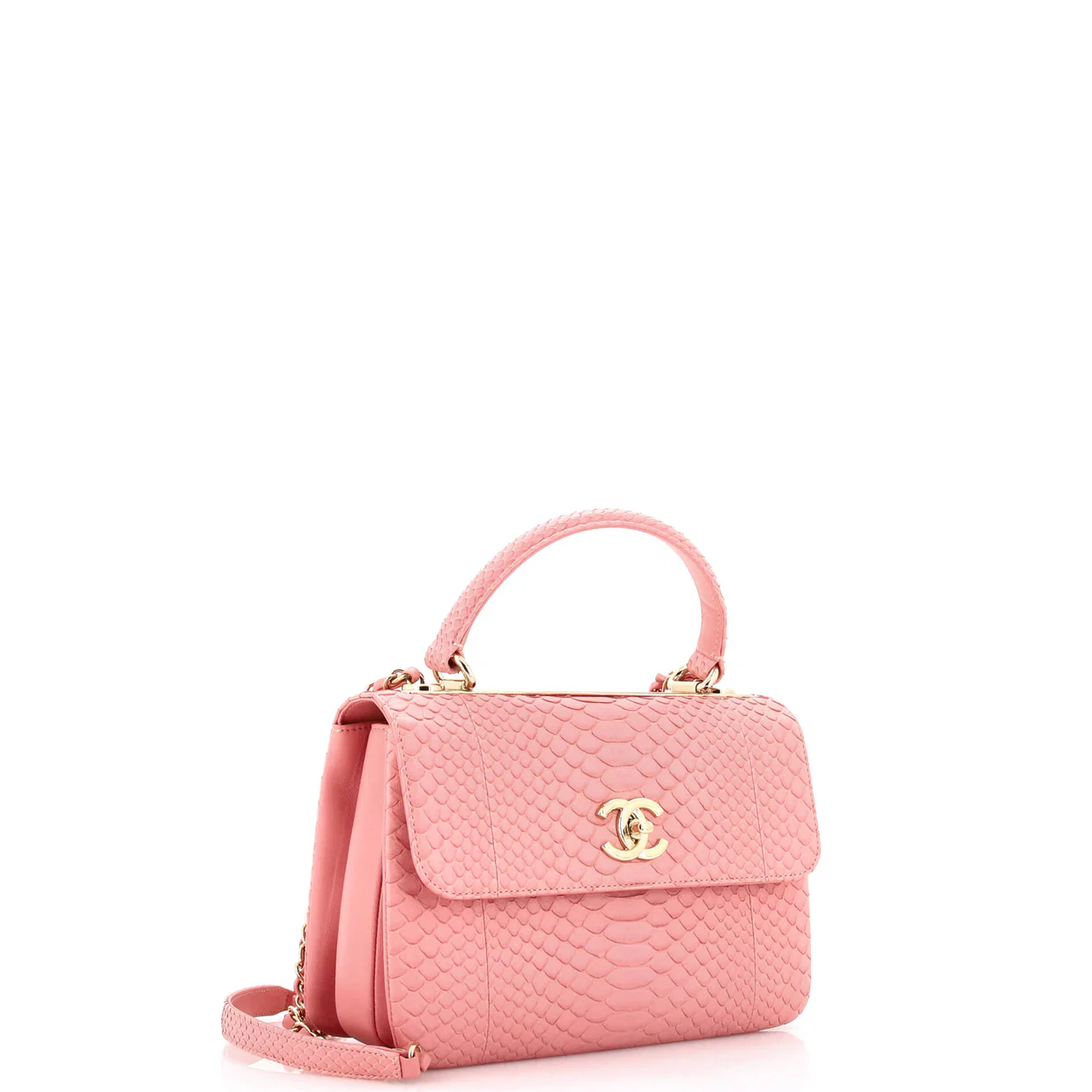 Trendy CC Top Handle Bag Python Small - Deep Luxury