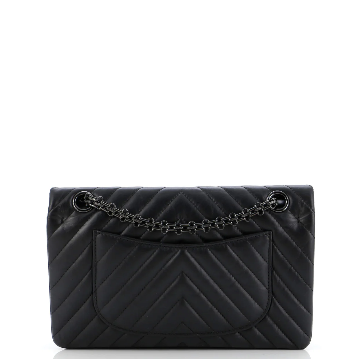 So Black Reissue 2.55 Flap Bag Chevron Aged Calfskin 225 - Deep Luxury