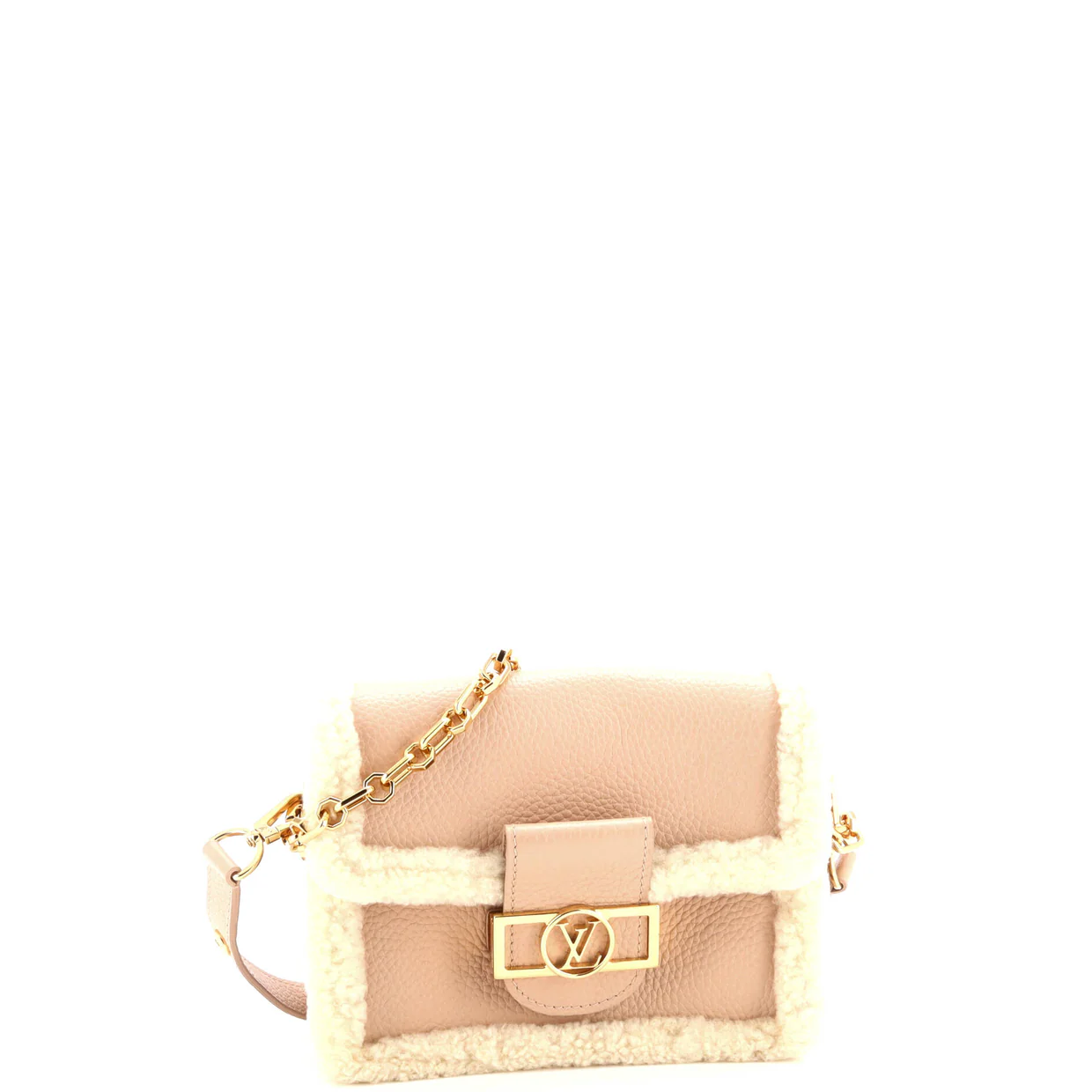 Dauphine Shoulder Bag Leather with Shearling Mini - Deep Luxury