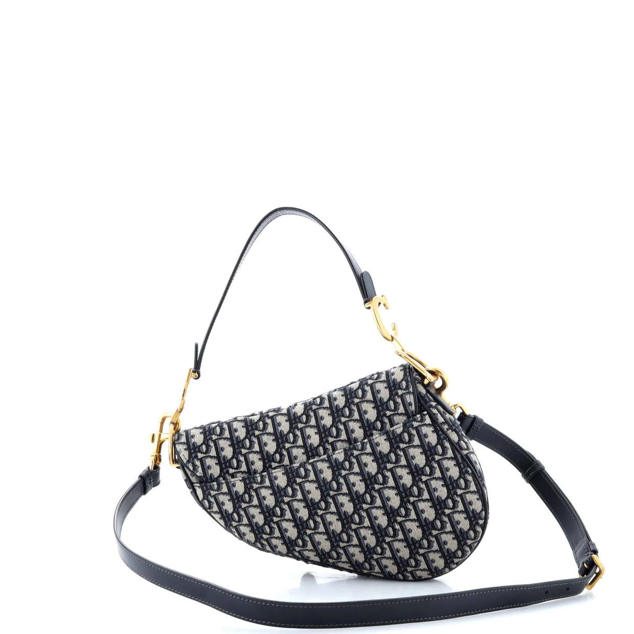 Saddle Handbag with Strap Oblique Canvas Medium - Deep Luxury